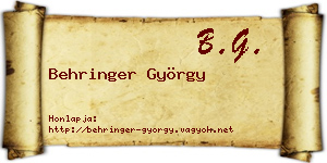 Behringer György névjegykártya